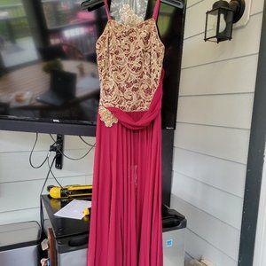 Dance Costume, burgandy and gold AS